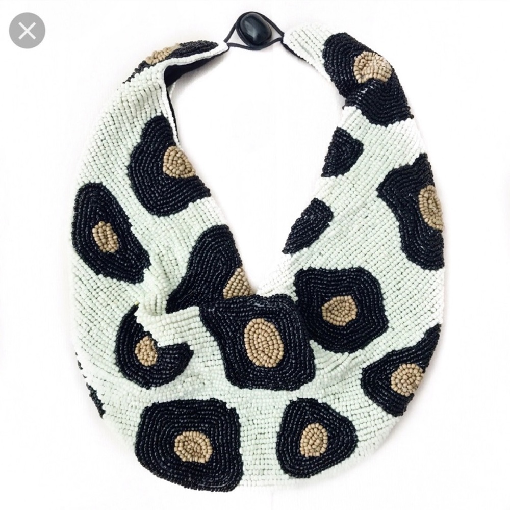 Beth Ladd Leopard Beaded Scarf Necklace Rare & Sold Out